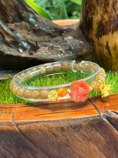 Hetian Jade Sand Gold Peace and Happiness Bracelet