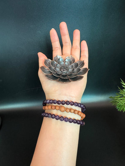 Stacked Amethyst Sandalwood Bracelet