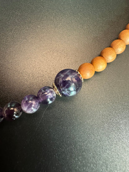 Stacked Amethyst Sandalwood Bracelet