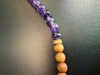 Stacked Amethyst Sandalwood Bracelet