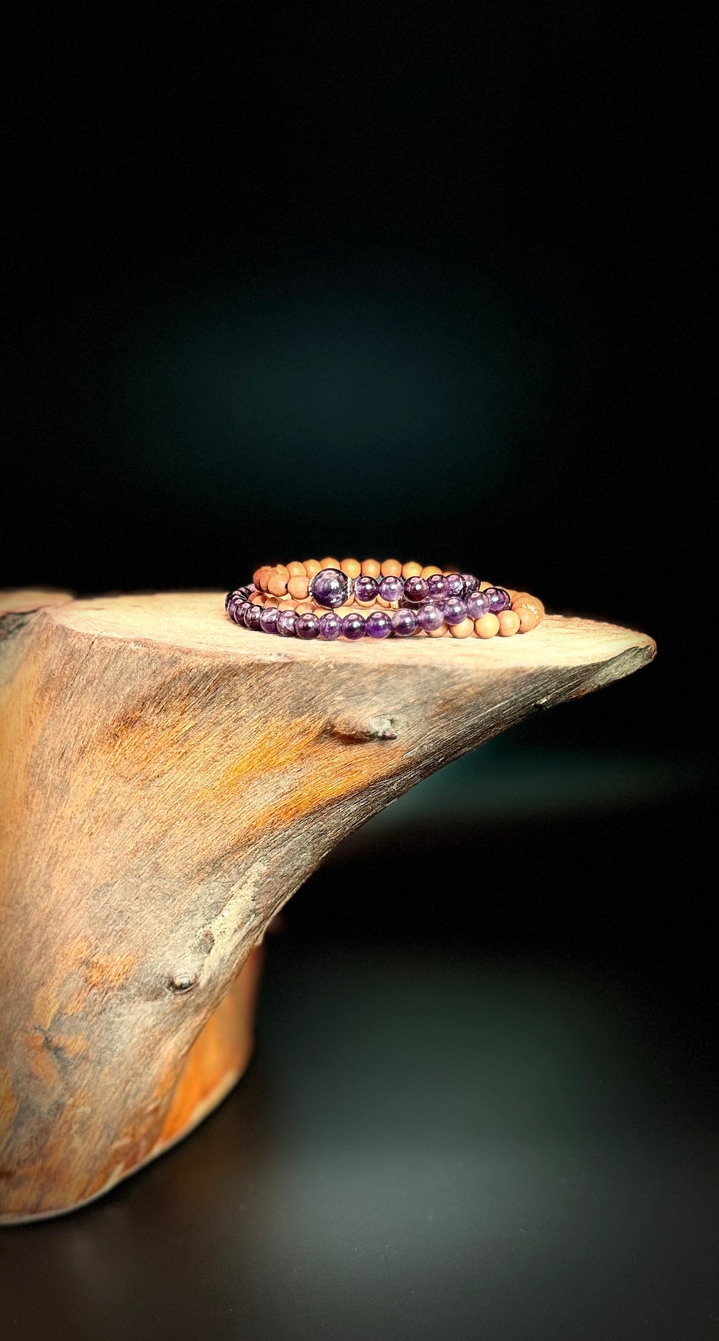 Stacked Amethyst Sandalwood Bracelet