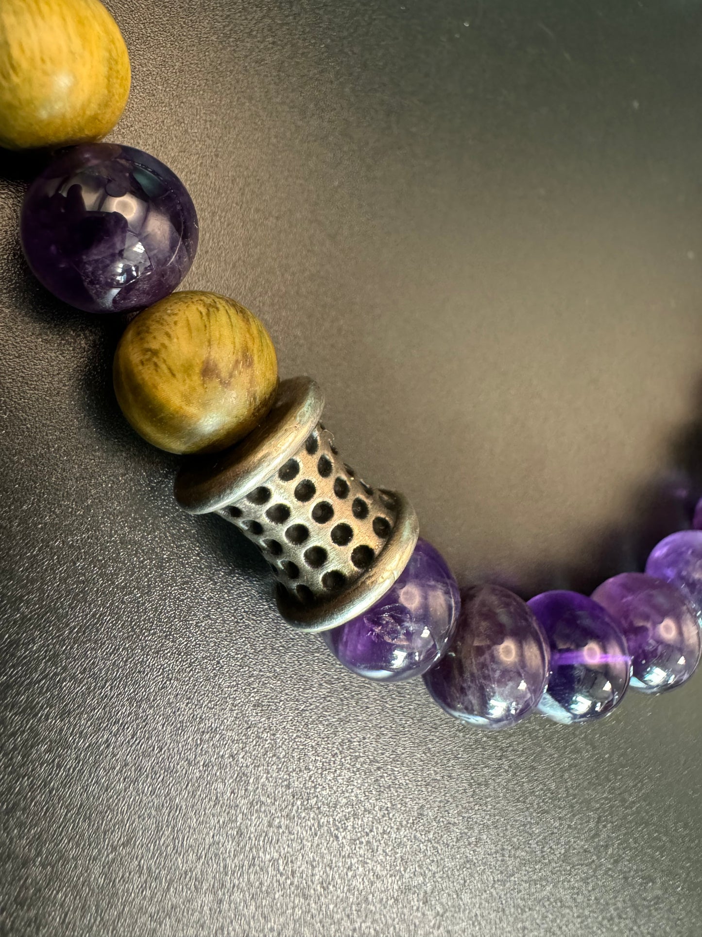 Double Circle Sandalwood Purple Crystal Bracelet