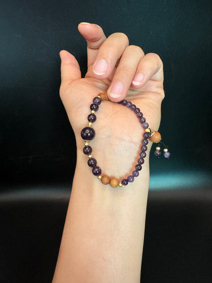 Amethyst Sandalwood Single Circle Bracelet