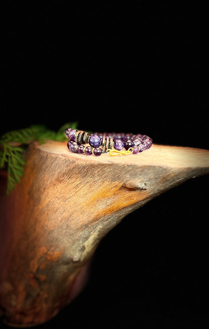 Amethyst Double Circle Buckle Style Bracelet