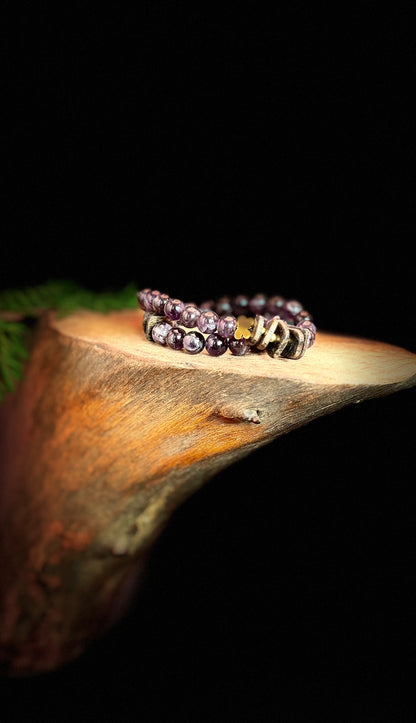 Amethyst Double Circle Butterfly Elastic Style Bracelet