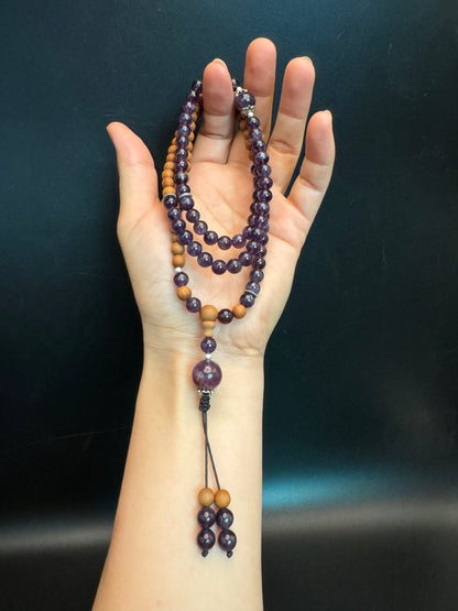 108 Purple Crystal Sandalwood Bracelet