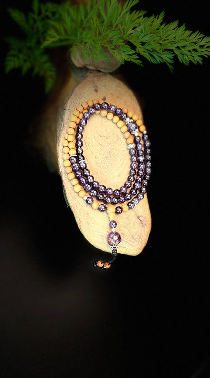 108 Purple Crystal Sandalwood Bracelet