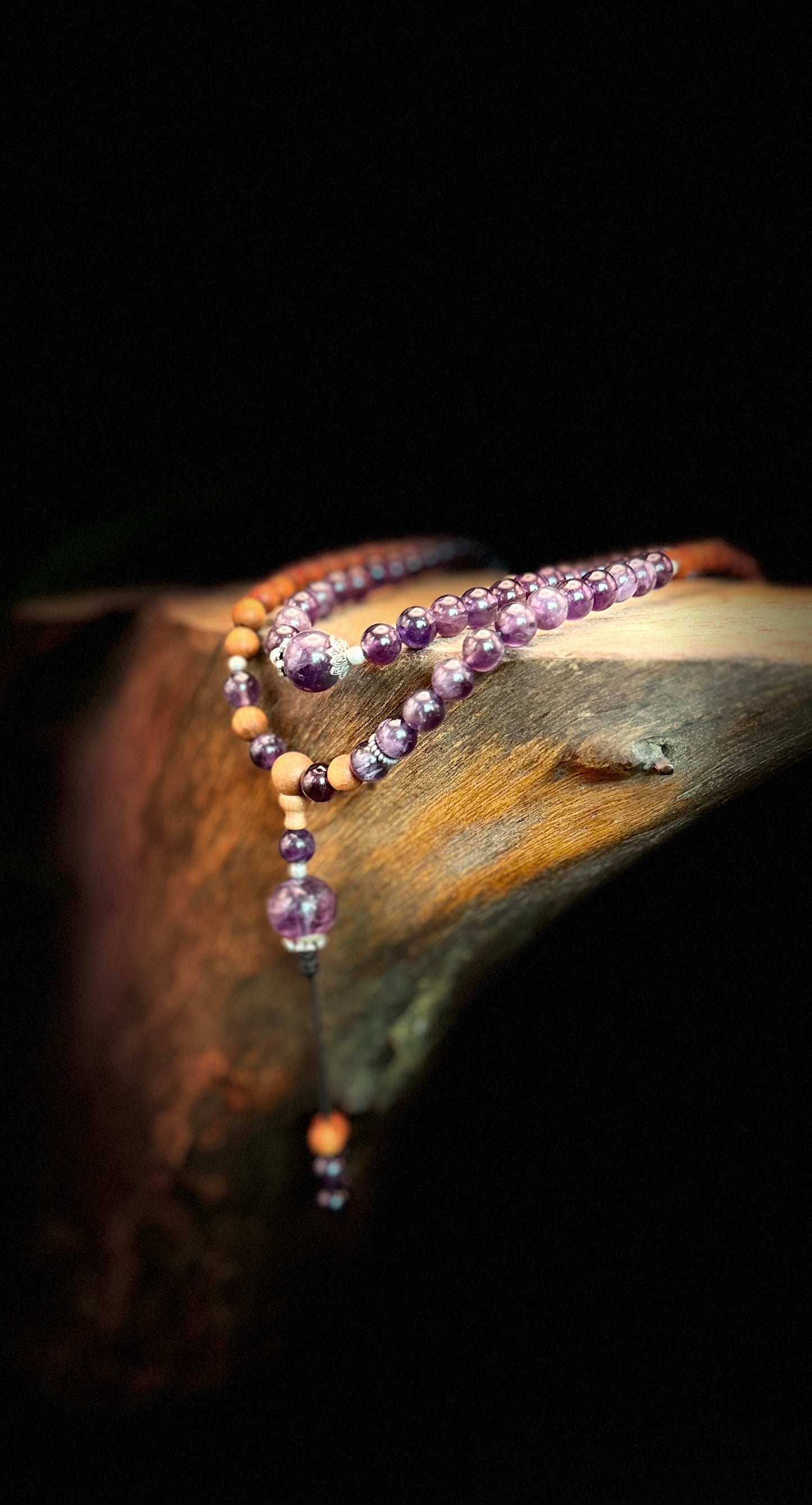 108 Purple Crystal Sandalwood Bracelet