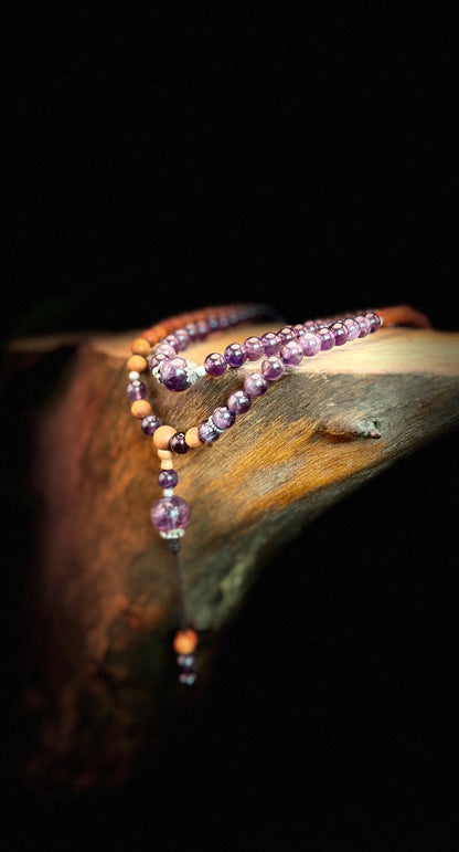 108 Purple Crystal Sandalwood Bracelet