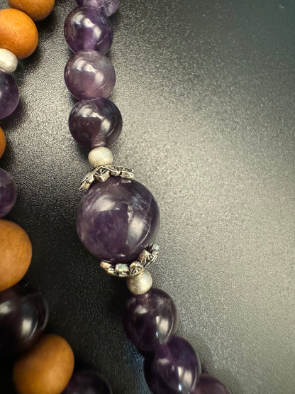 108 Purple Crystal Sandalwood Bracelet