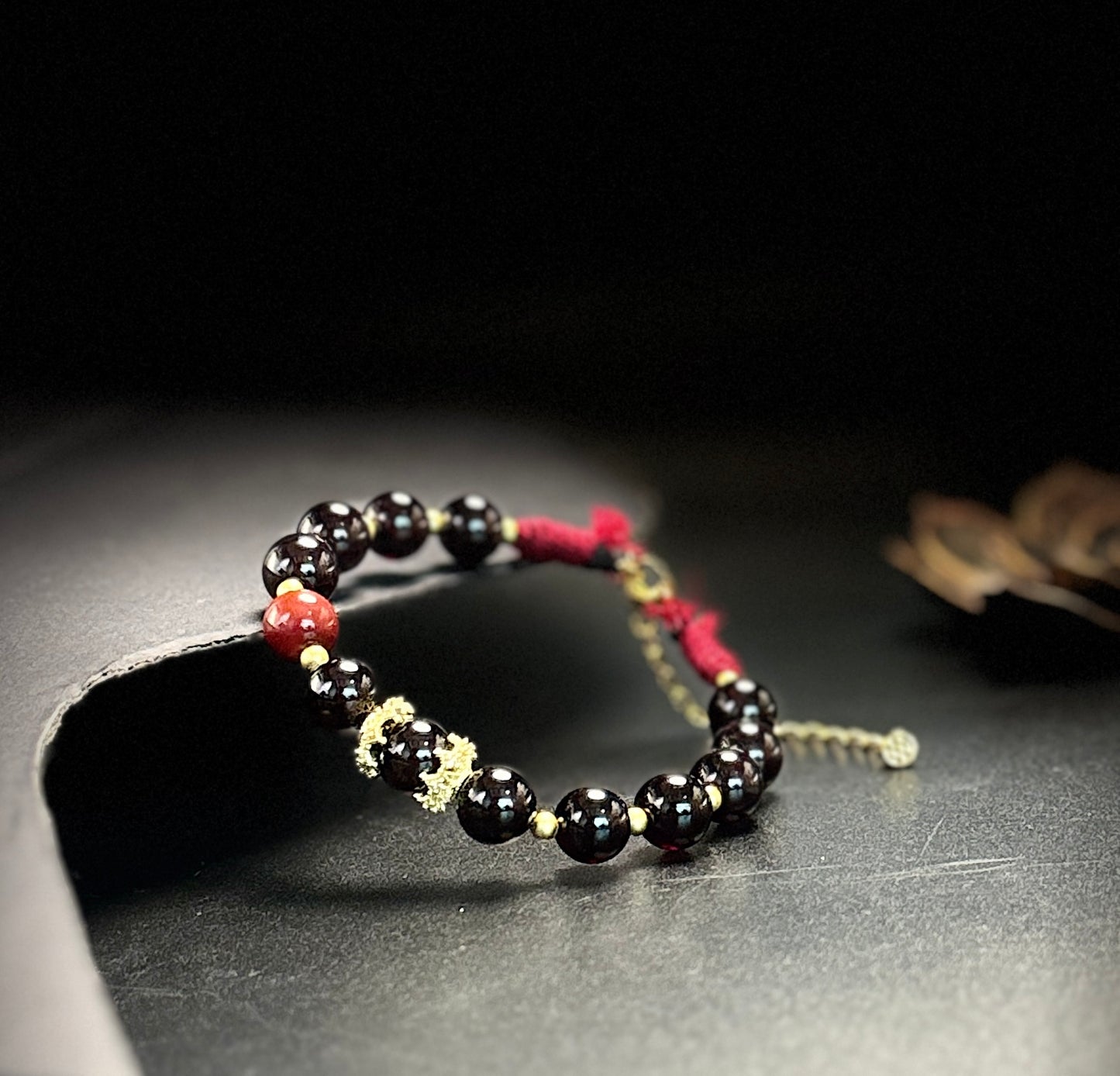 Purple Tooth Black Stone Garnet Southern Red Bracelet