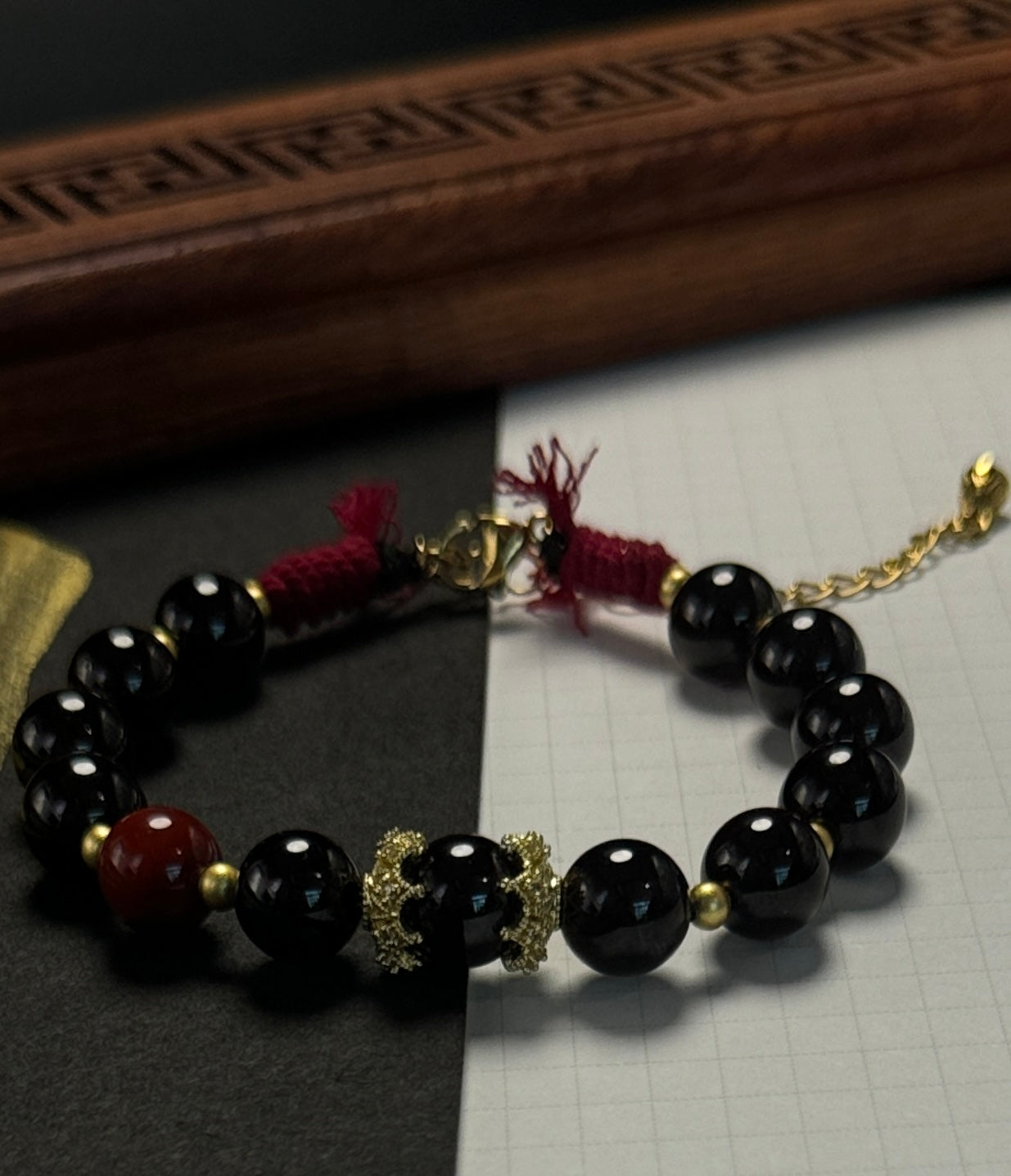 Purple Tooth Black Stone Garnet Southern Red Bracelet