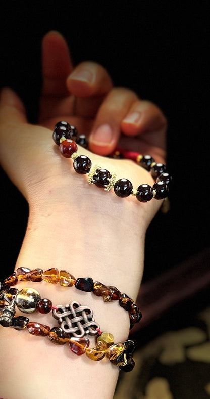 Amber Chinese knot stacked bracelet