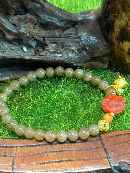 Hetian Jade Sand Gold Peace and Happiness Bracelet