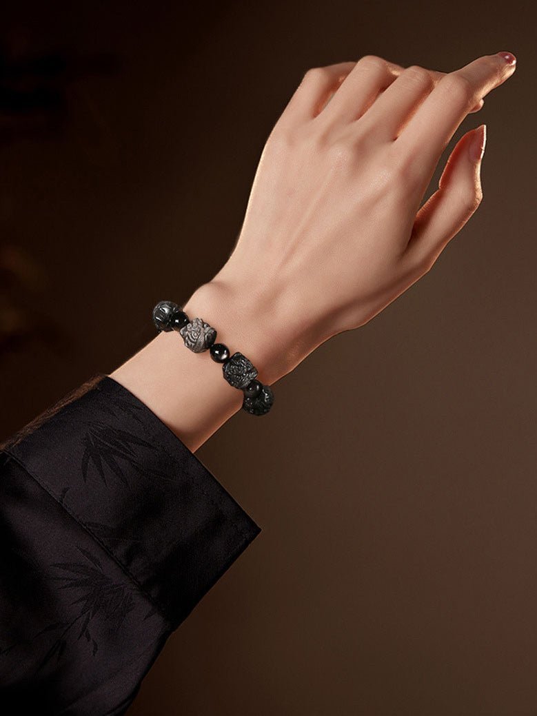 HighNote Gallerry Handmade Silver Obsidian Bracelet - HIGHNOTE