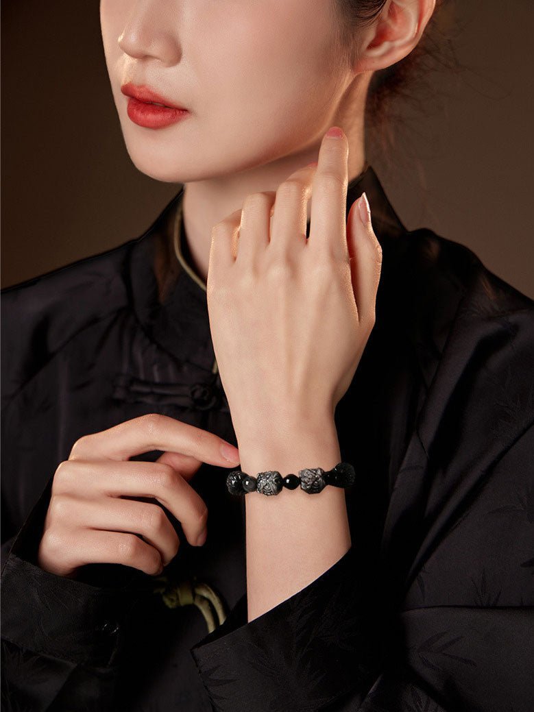 HighNote Gallerry Handmade Silver Obsidian Bracelet - HIGHNOTE